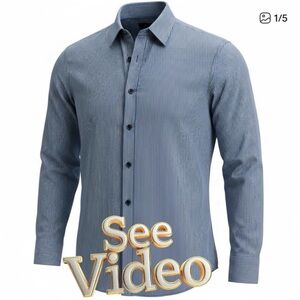 👛(ANY 2/$25) GEORGE Dark Blue/Light Blue Pinstriped Long Sleeved Shirt